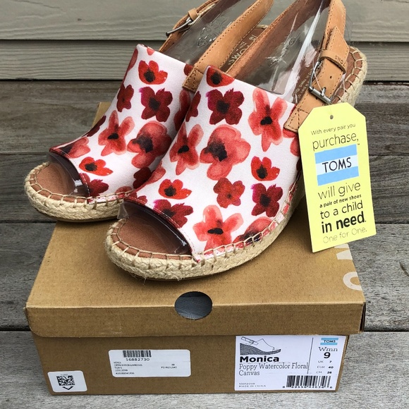 TOMS Monica Poppy Watercolor Platform Wedge - Picture 6 of 6